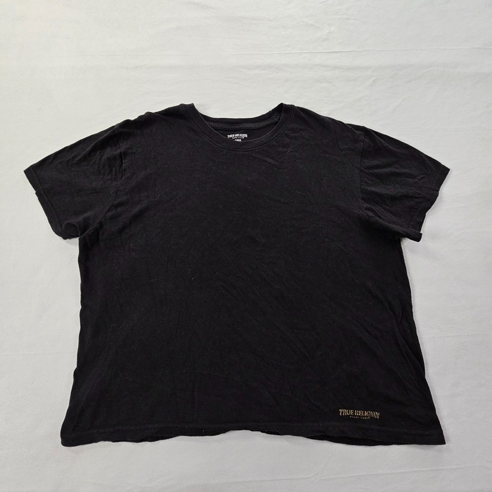 True Religion Jeans Black Short Sleeve Cotton Boxy Fit T-Shirt Women's L